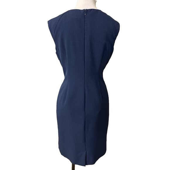 Adrianna Papell Dress 12 Navy Blue Stretch Sleeveless Sheath Career Church - Picture 5 of 10